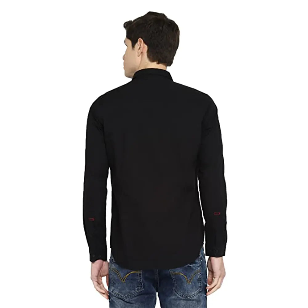 Maruthi Black Full Sleeve Solid Smart Slim Cotton Casual Shirt for Men-4