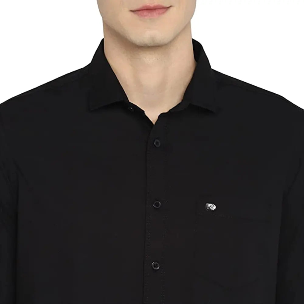 Maruthi Black Full Sleeve Solid Smart Slim Cotton Casual Shirt for Men-5