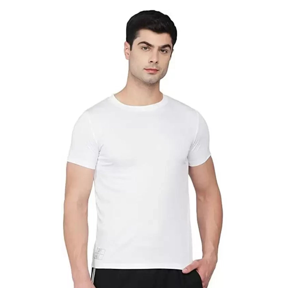 Men Solid Round Neck Pure Cotton T-Shirt