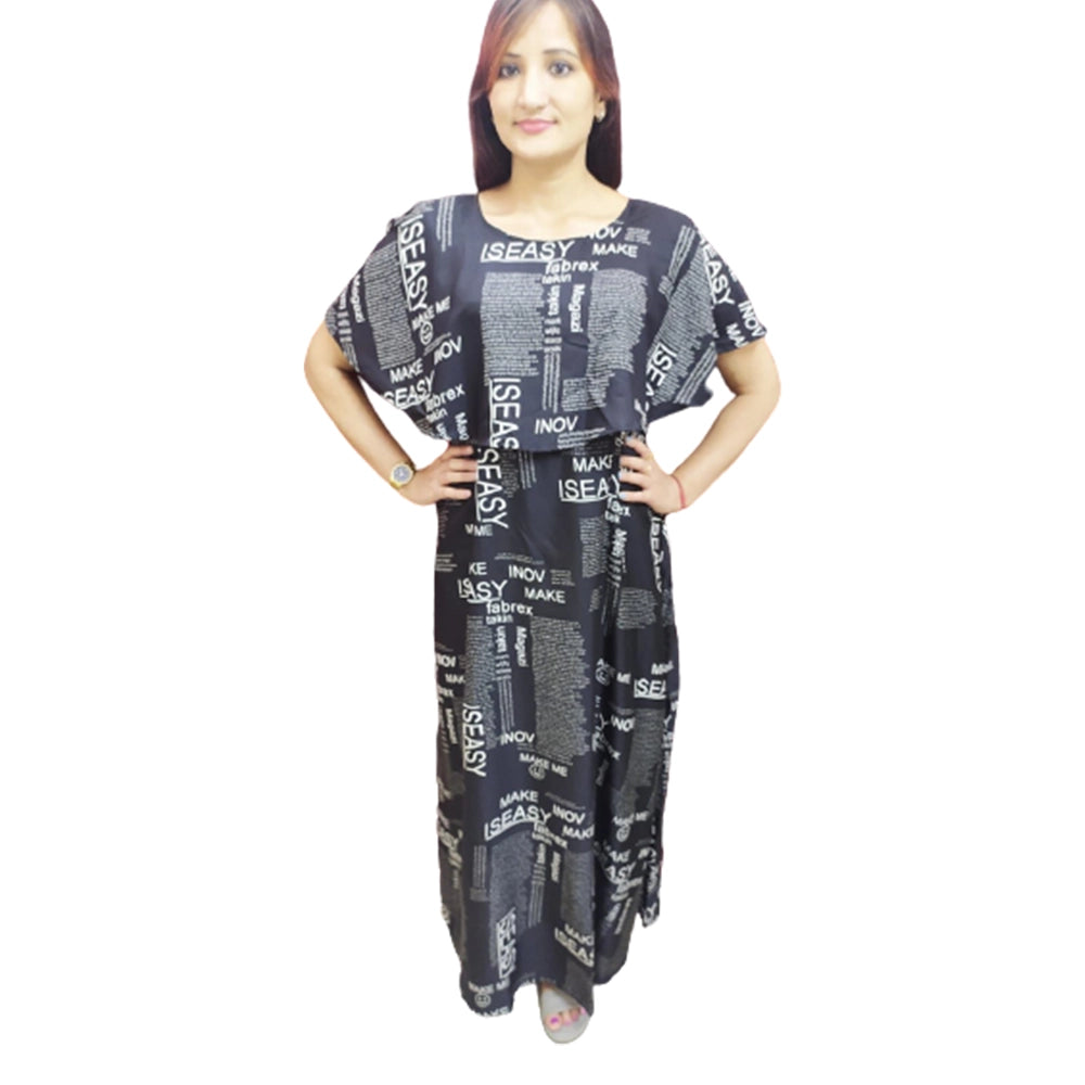 O Madam Crepe Paper Print Cape Sleeve Maxi Round Neck Dress For Women (Pack of 5)