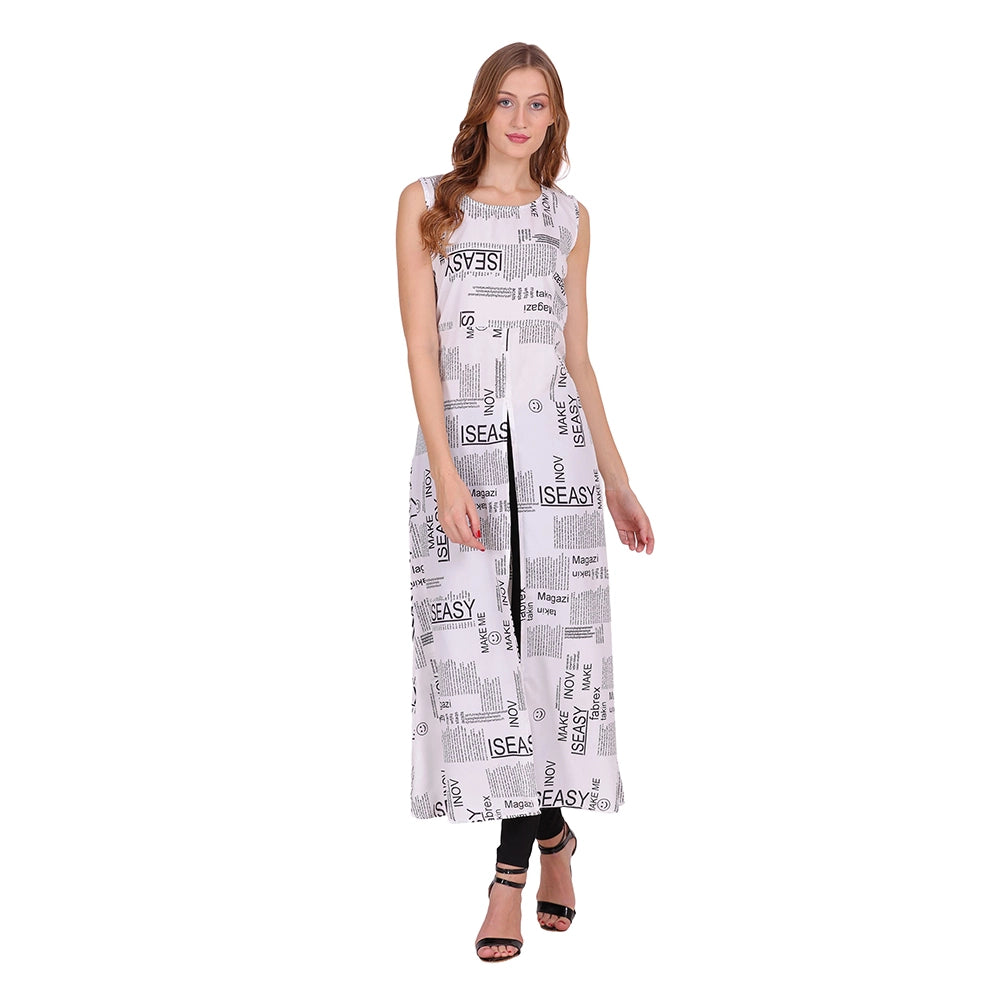 O Madam Crepe Paper Print Sleeveless, Round Neck Casual &amp; Summer Slit Dress For Women (Pack of 5)