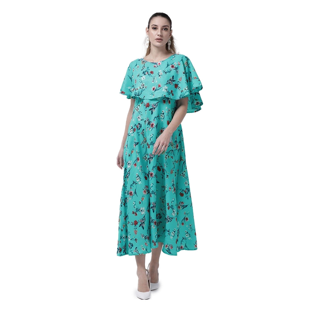 O Madam Crepe Printed Halfsleeves Maxi Round Neck Kurti for Women (Pack of 5)