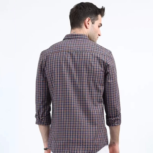 PNP GROUP Men Slim Fit Checkered Casual Shirt B-O-2