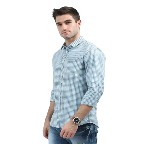 PNP GROUP Men Slim Fit Checkered Casual Shirt B-W-3