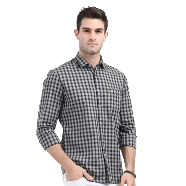 PNP GROUP Men Slim Fit Checkered Casual Shirt DB-W-1