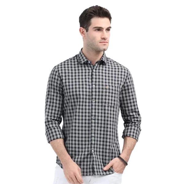 PNP GROUP Men Slim Fit Checkered Casual Shirt DB-W-4