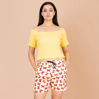 Powermerc PrintedShorts for women with Pocket on both sides-AmulButterfly-1