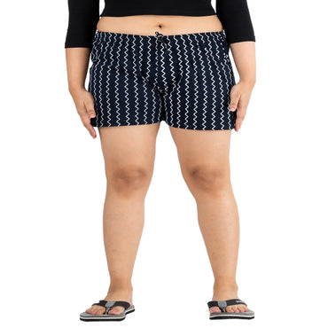 Powermerc Quirky Printed Shorts for Women-Blue-1