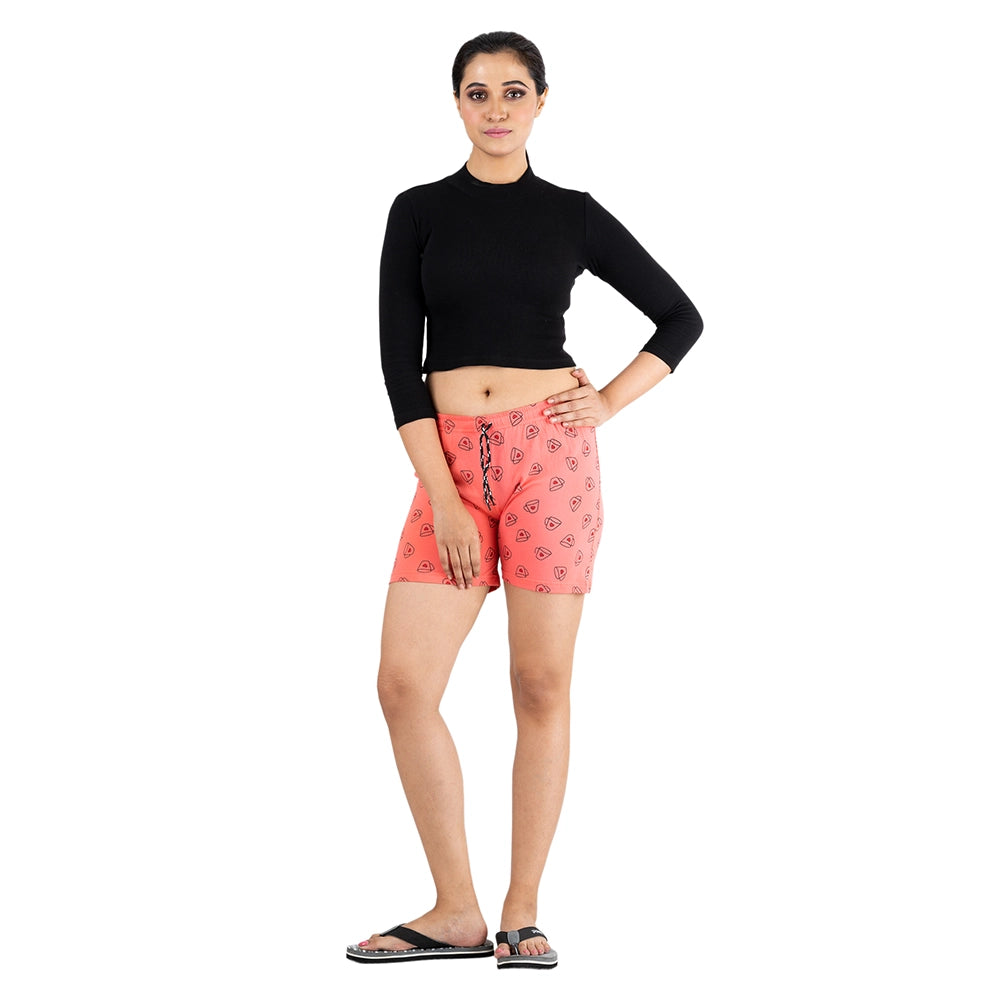 Powermerc Quirky Printed Shorts for Women -Teal-1