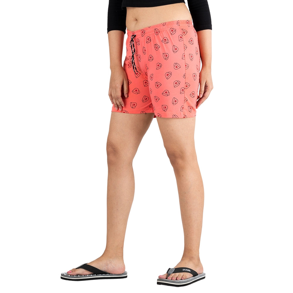 Powermerc Quirky Printed Shorts for Women -Teal-2