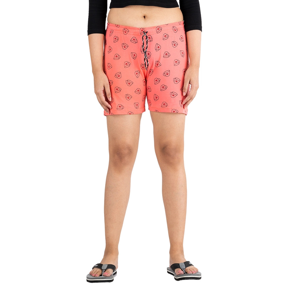 Powermerc Quirky Printed Shorts for Women -Teal-3