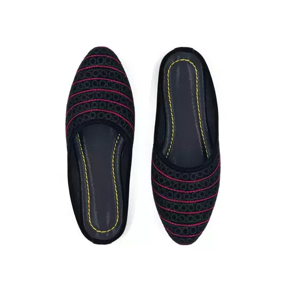 Rajasthani Mojari Jutti Black and Pink-1