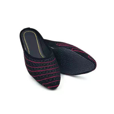 Rajasthani Mojari Jutti Black and Pink-2