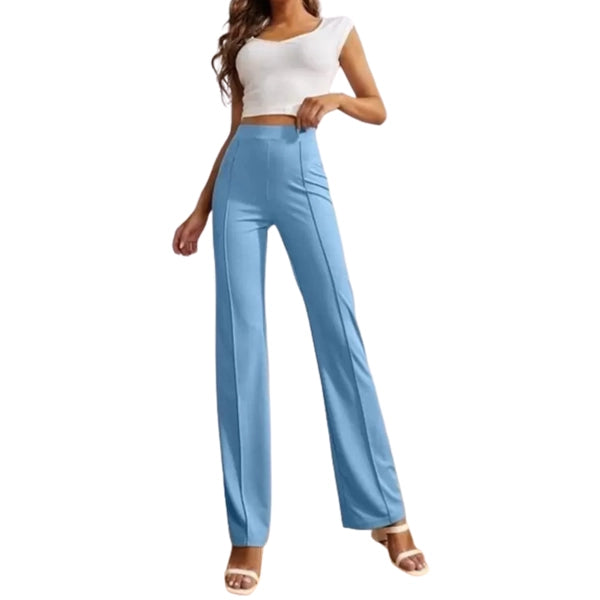 SF-Women Slim Fit Light Blue Lycra Blend Trousers