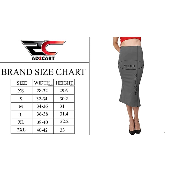 SF-Women's Solid Lycra Stretchable Midi Pencil Skirt-size chart (3)