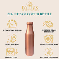 Tamas Pure Ayurveda BMC Copper Water Bottle- 950ml (Pack of 3)