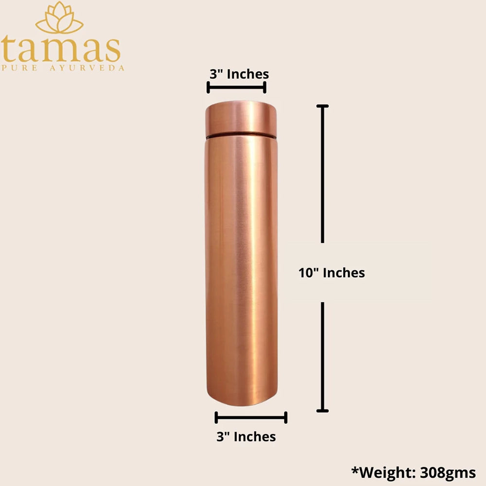 Tamas Pure Ayurveda Jelly Plain Copper Water Bottle- 1000ml (Pack of 3)