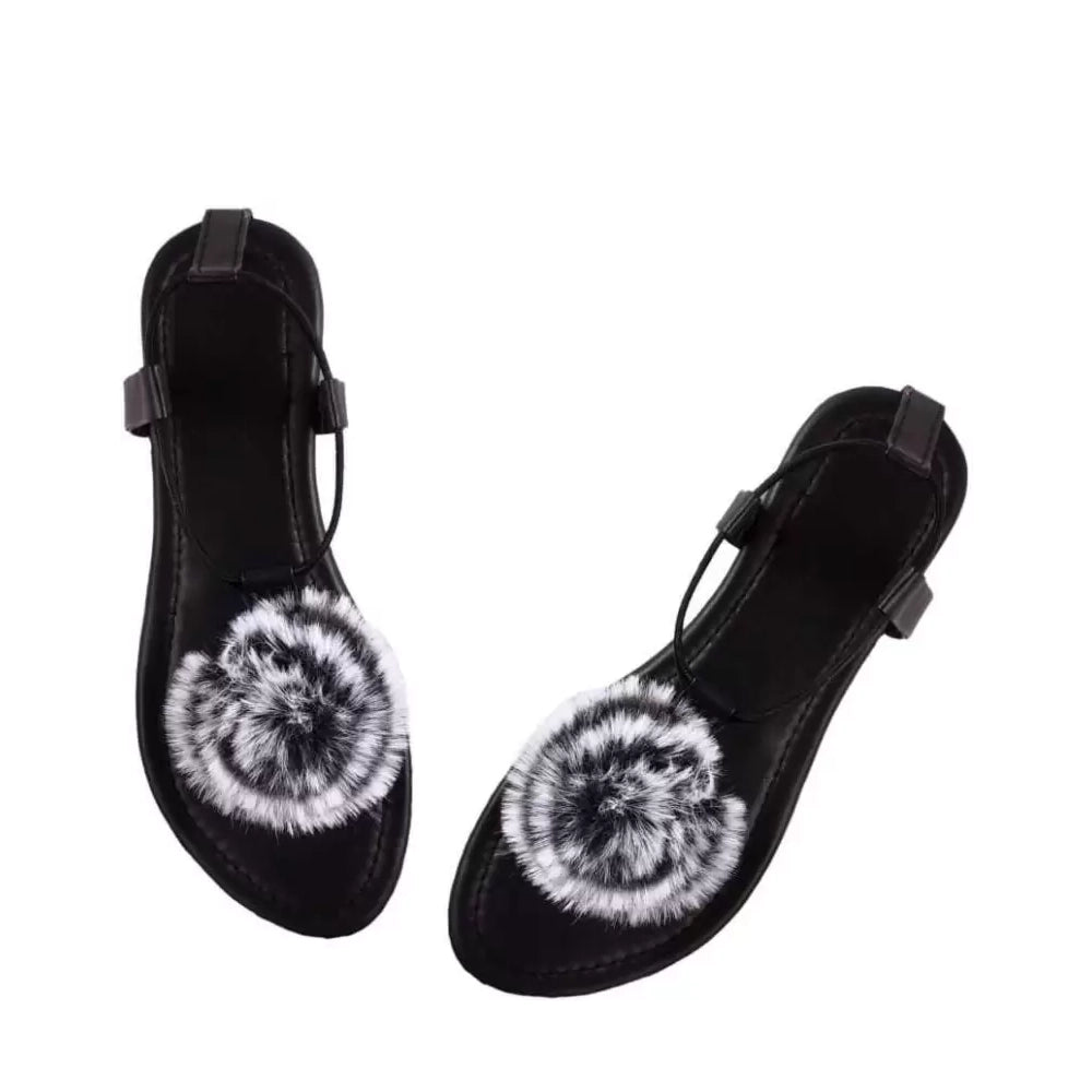 Women Black Flats Sandal-1