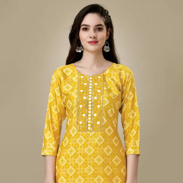 Women Kurta and Pant Set Cotton Rayon-2