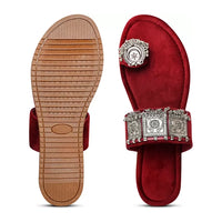 Women Maroon Flats Sandal (4)