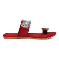 Women Maroon Flats Sandal (5)