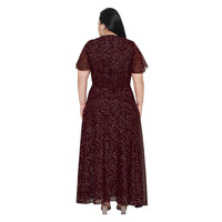 Women Western Gown Plus Size Stylish Butterfly Sleeve Dress-2